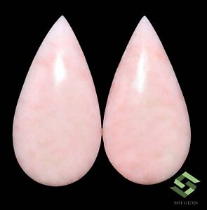 36x19 mm Certified Natural Pink Opal Pear Cabochon Pair 43.06 CTS Loose Gemstone