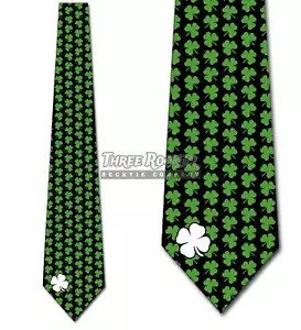 St. Patrick's Day Ties Mens Clover Holiday Necktie - Picture 1 of 3