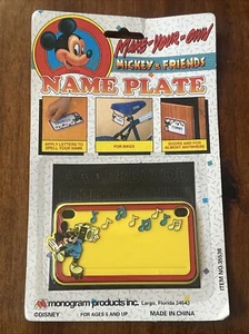 Mickey Mouse and Friends Make Your Own Name Plate 1990s Vintage - Picture 1 of 2