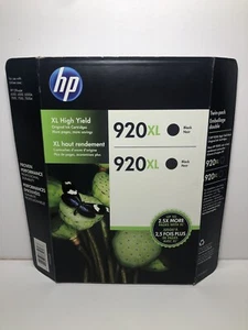 HP 920 XL Black High Yield Ink Cartridges 2- Pack CN701BN Date 03/2018 - Picture 1 of 3