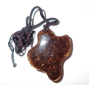 Cow Dung Specimen in 47x38x10 mm Texas Shape Clear Acrylic Necklace CDTSN47 - Picture 1 of 11