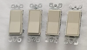Leviton Decora 15 amps Single Pole Rocker AC Quiet Switch Light Almond Pack Of 4 - Picture 1 of 3