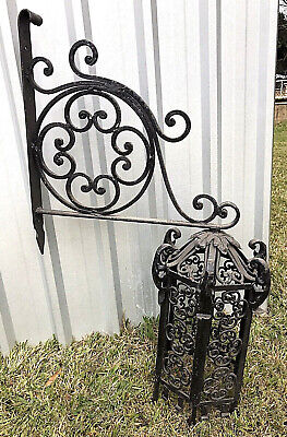 Outdoor Gothic Style Large Hand Forged Iron Wall Lamp Fixtures Set Of 2 • 550$