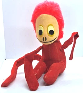 Vintage Herman Pecker scimmia velluto rosso segatura piena 6" retrò RARO - Foto 1 di 9