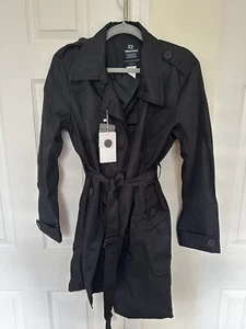 Wantdo Women’s Black Trenchcoat With Tie And Buttons Brand New Size Large  - Picture 1 of 6