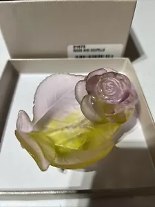 DAUM CRYSTAL MINI ROSE BOWL #01673 BRAND NEW IN BOX MADE IN FRANCE - Picture 1 of 6