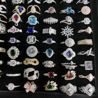 Lote al por mayor de 20/100 piezas anillos mixtos de joyería de metal cristal vintage para mujer Foto 1 de 4