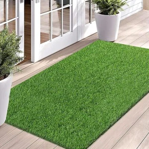 Bsmathom Artificial Grass Rug Indoor Outdoor Rug, 51.2 x 31.5 Inches, Green - Picture 1 of 8