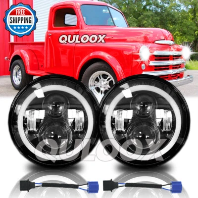 For Dodge D100 D200 D300 Pickup 7inch Round LED Headlights Hi/Lo Sealed Beam 2X - Image 1 of 4