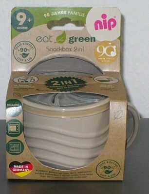 Nip eat green 2in1 Snackbox und Henkelbecher mit Silikoneinsatz und Deckel, grau - Bild 1 von 4