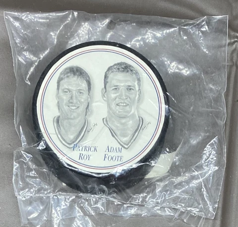 PATRICK ROY & ADAM FOOTE ￼COLORADO AVALANCHE HOCKEY PUCK BURGER KING 1997 NHL Cover