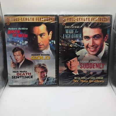 Lot of 2 3 Full-Length Features DVDs BRAND NEW - Sinatra De Niro Stewart Moore Foto 1 de 4