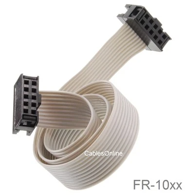 10-Pin (2x5) Female/Female 2.54mm-Pitch 10-wire IDC Flat Ribbon (Multi-Length) - Image 1 of 2