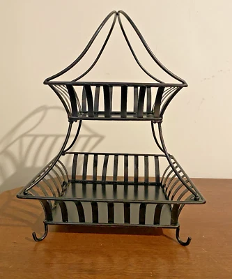 Decorative Black Metal 2 Tier Fruit Basket - Image 1 of 4