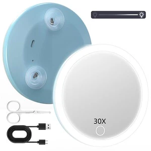 30X Travel Magnifying Mirror with Lights Small LED Magnifying Mirror Recharge - Picture 1 of 7