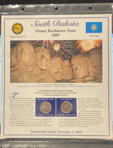 2006 Postal Commemorative Society Statehood Quarter/stamps South Dakota P & D - Bild 1 von 6