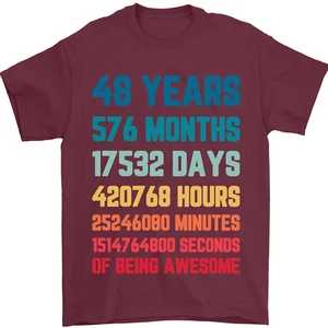48th Birthday 48 Year Old Mens T-Shirt 100% Cotton - Foto 1 di 73
