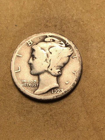 1923-S  Mercury Silver Dime, AG-G Circ. Lot U-41025, "FREE SHIPPING" Cover