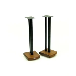 Atacama Moseco 7 Speaker Stands - Black Satin - Dark Bamboo Base 70cm 27" Tall - Picture 1 of 6