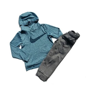 Boys Nike Pants Shirt Size 4 5 Jogger Hood Gray  Athletic Athleisure - Picture 1 of 8