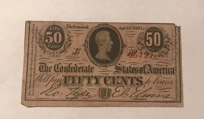 1864 confederate Richmond Va , 50c ,VF+, scarce - Image 1 of 2