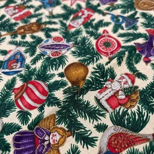 Christmas Tree & Ornaments Fabric  VIP Joan Messmore  Vintage 1/2 yard - Picture 1 of 5