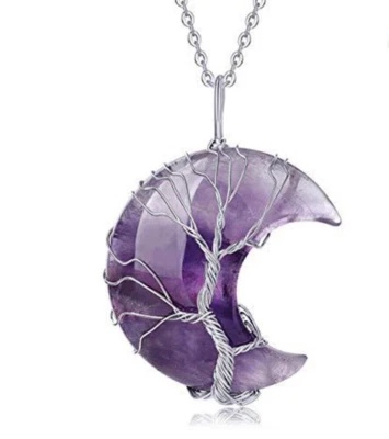 Collana ciondolo luna autentica ametista naturale con GARANZIA argento 925 NUOVA - Immagine 1 di 4