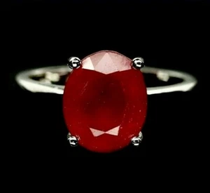 NATUR 9 X 10 mm. ROTER RUBIN 925 STERLINGSILBER RING GR. 6,75 - Bild 1 von 3