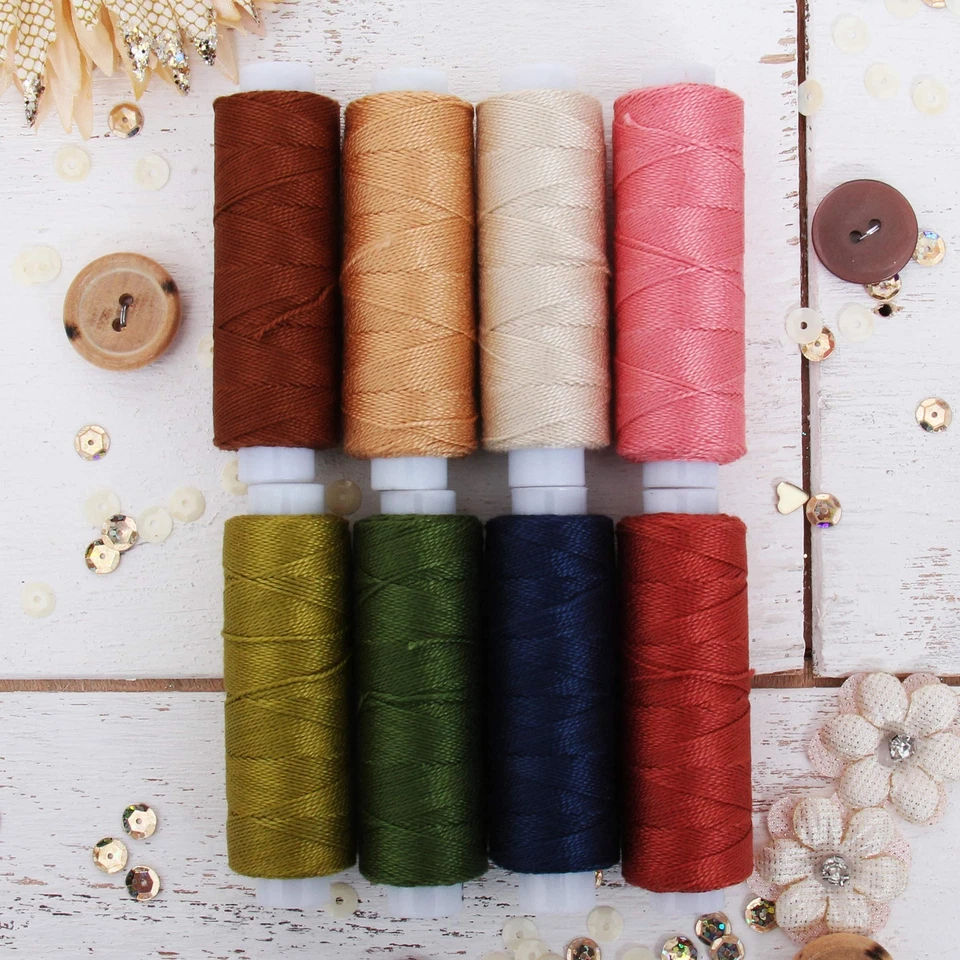 Threadart 8 Color Pearl Cotton Thread Set Fall Colors | 75yd Spools Size 8  - Image 1 of 4