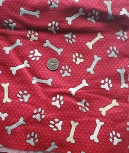2 1/2 Yds Snuggle Paws & Bones Dog Puppy Flannel Quilting Sewing Fabric Cotton - Picture 1 of 4