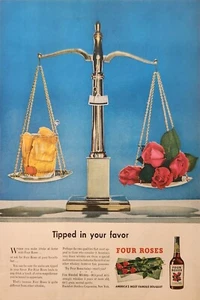 1947 Four Roses Whiskey Vintage Ad tipped in your favor - Picture 1 of 1