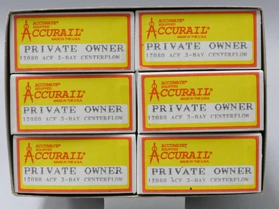 Accurail Trains Set of 6 HO Scale 12080 ACF 3-Bay Centerflow Hopper Kit USA - Image 1 of 3