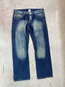 True Religion Men's Straight Jeans 36x33” Acid Wash Straight Denim Made In USA - Picture 1 of 14