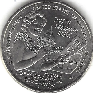 2024-P 25c PATSIE MINK AMERICAN WOMEN QUARTER (US COIN, MONEY, COLLECTIBLE) - Picture 1 of 2