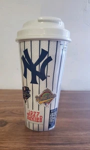 NY YANKEES World Series Hot Coffee Tea Plastic Cup with Lid New Yankee Stadium - Picture 1 of 9