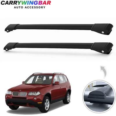 Fit BMW X3 E83 2004-2010 Roof Rack Cross Bars Luggage Carrier Black Alu Pair - Image 1 of 4