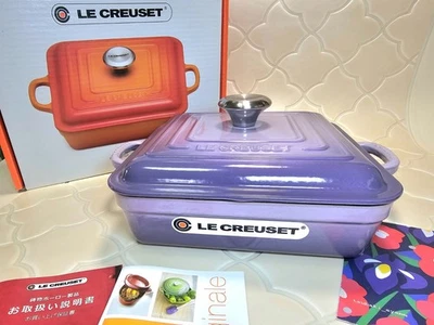 Le Creuset Cast Iron 3Qt Signature Square Cocotte Bluebell Purple 24cm NEW - Image 1 of 4