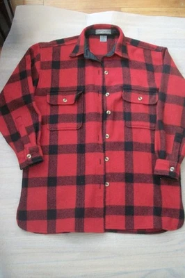 Chaqueta/Camisa CPO de Lana a Cuadros Roja y Negra Robert Stock Años 90 De Colección - Talla S Foto 1 de 4