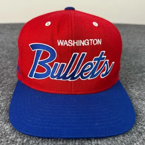 Washington Bullets Snapback Hat Red Wool Blue Script Mitchell Ness NBA Wizards - Picture 1 of 12