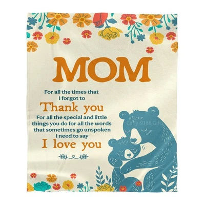 Bear To My Mom Blanket From Daughter,  Fleece Blanket Gift For Mom On Christmas - Image 1 of 4