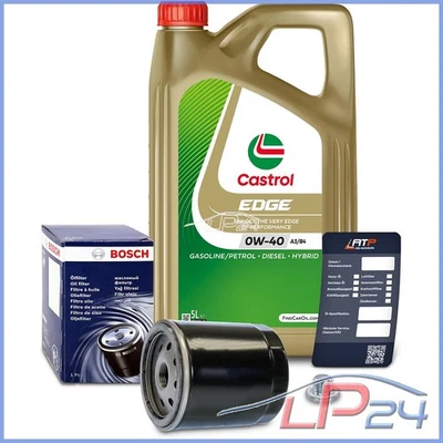 BOSCH KIT RÉVISION FILTRE À HUILE + 5 L CASTROL EDGE TITANIUM FST 0W-40 31913920 - Photo 1/4