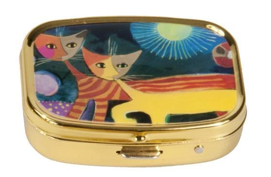 FRIDOLIN Rosina Wachtmeister Pillendose Pillendöschen Metall **Katzen mit Sonne**