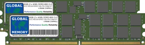 8GB (2x4GB) DDR2 800MHz PC2-6400 240-PIN ECC REGISTERED RDIMM SERVER RAM 4R KIT - Image 1 of 1