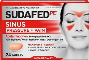 New Sudafed Pe Sinus Congestion Tablets, Maximum Strength, Non-drowsy, 24 Ct - Picture 1 of 6
