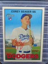 2016 Topps Heritage Corey Seager Real One Red Ink Rookie Auto RC #51/67 Dodgers