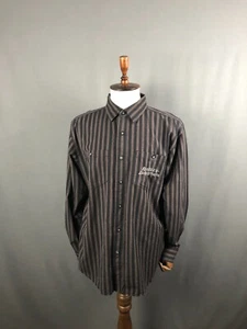 Harley-Davidson Shirt Cotton Men Size L Black Striped - Picture 1 of 15