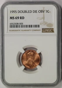 1995 Doubled Die Obverse Lincoln Memorial Penny 1C MS 69 RD Red NGC DDO - Picture 1 of 4