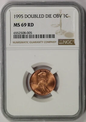 1995 Doubled Die Obverse Lincoln Memorial Penny 1C MS 69 RD Red NGC DDO - Image 1 of 4