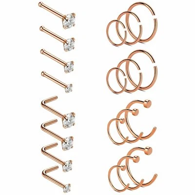 20 piezas 20G Acero Inoxidable en Forma de L Anillos para Nariz Tachuelas Cartílago Tragus Piercing Foto 1 de 4