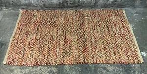 WOVEN RUG ORANGE COLOURS - DAMAGED - SHABBY CHIC - Picture 1 of 5